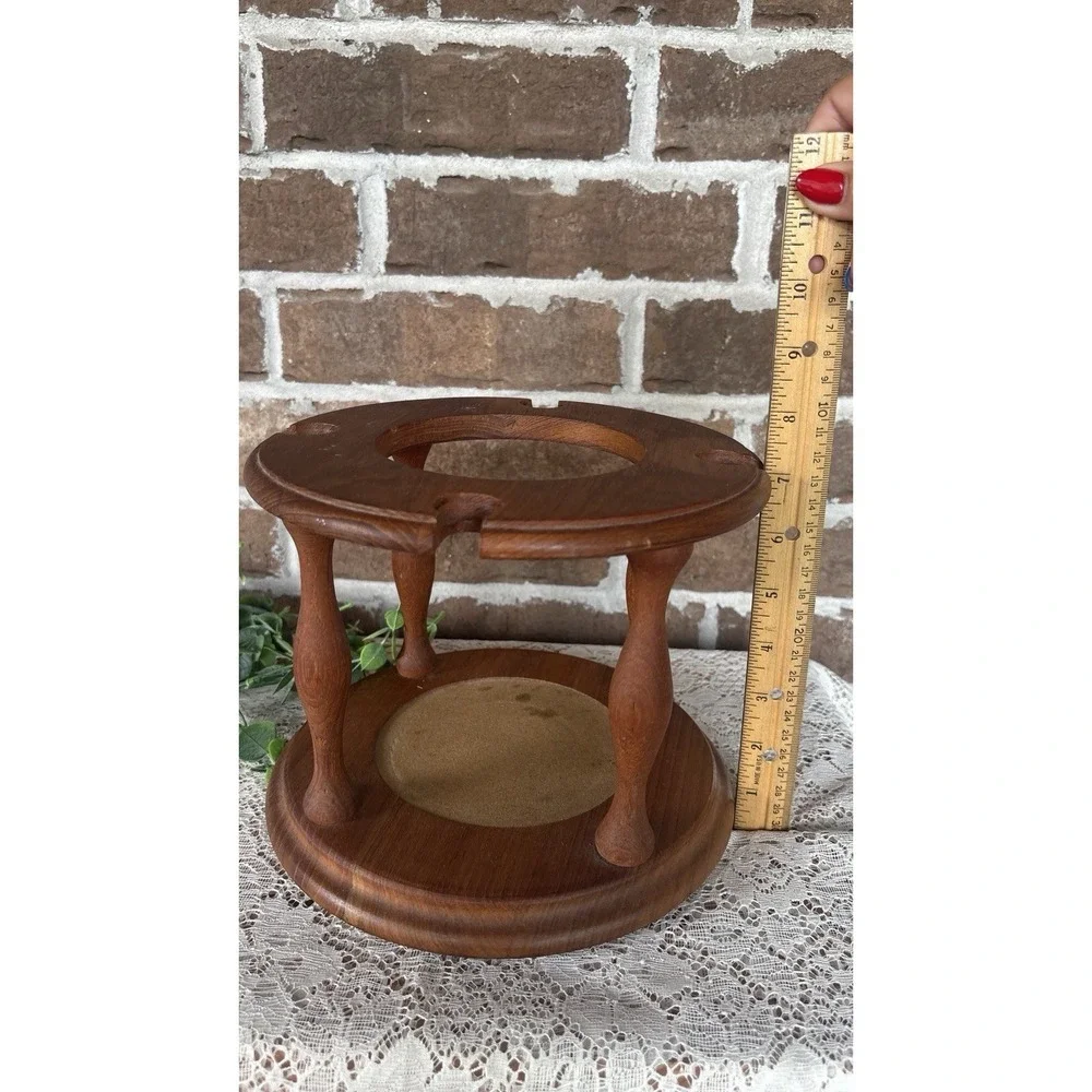 Vintage‎ Goodwood Genuine Teak Wood Wine Bottle Stand Holder & Glass Caddy MCM
